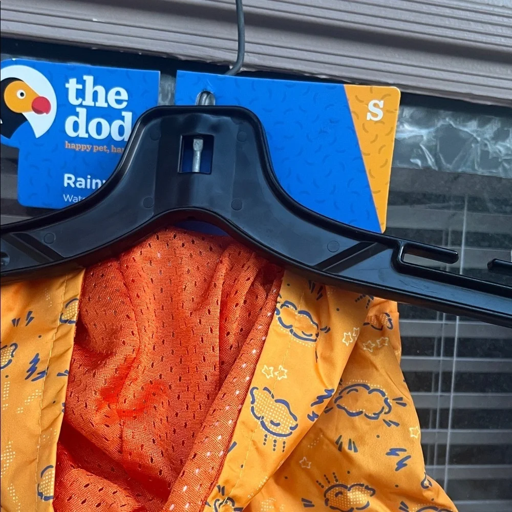 Orange Cloud-Print Dog Raincoat - Lightweight Waterproof Jacket